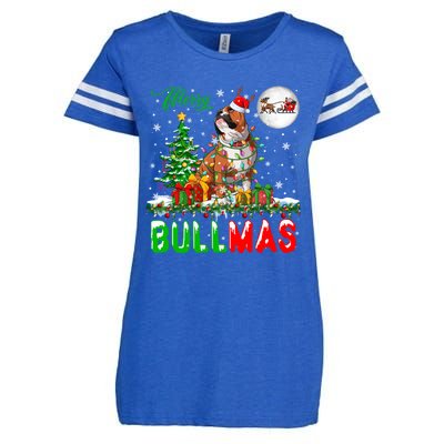 Merry Bullmas Cute Santa Reindeer Bulldog Xmas Owner Lover Gift Enza Ladies Jersey Football T-Shirt