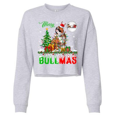 Merry Bullmas Cute Santa Reindeer Bulldog Xmas Owner Lover Gift Cropped Pullover Crew