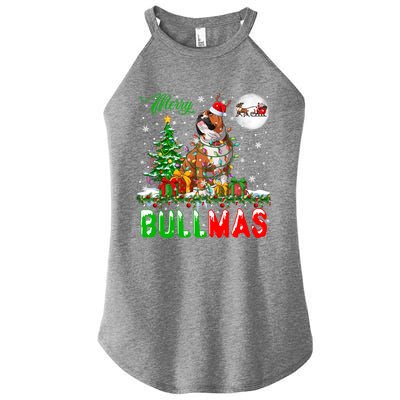 Merry Bullmas Cute Santa Reindeer Bulldog Xmas Owner Lover Gift Women's Perfect Tri Rocker Tank