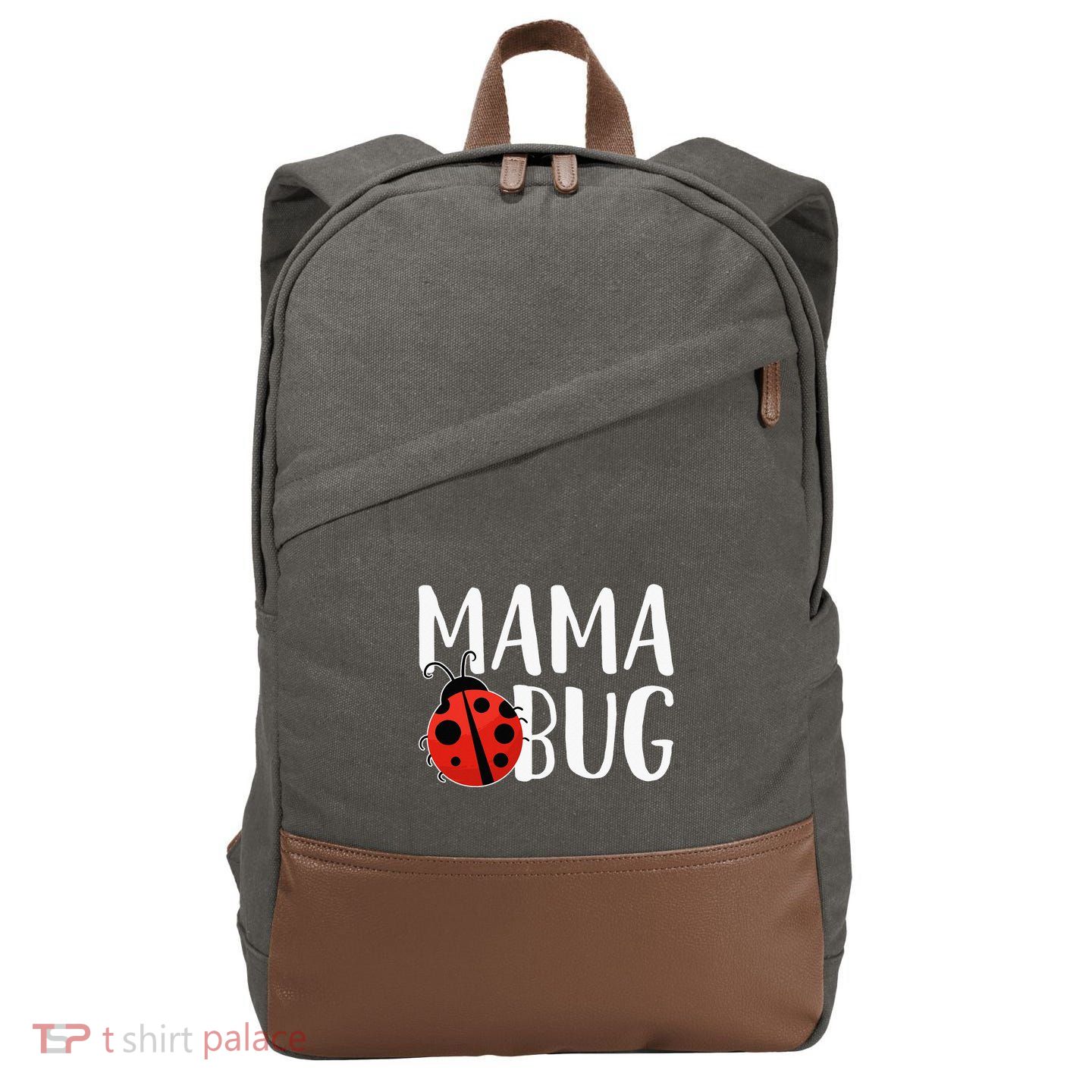 Mama Bug Cute Gift For Ladybug Moms Cotton Canvas Backpack