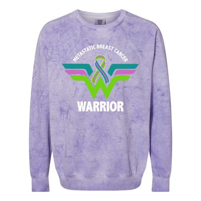 Metastatic Breast Cancer Warrior Ribbon Colorblast Crewneck Sweatshirt