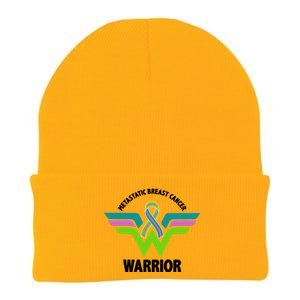 Metastatic Breast Cancer Warrior Ribbon Knit Cap Winter Beanie