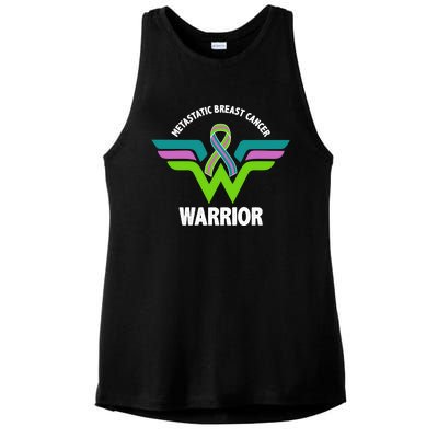 Metastatic Breast Cancer Warrior Ribbon Ladies PosiCharge Tri-Blend Wicking Tank