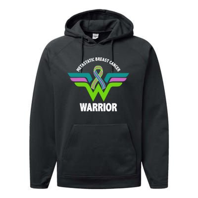 Metastatic Breast Cancer Warrior Ribbon Performance Fleece Hoodie