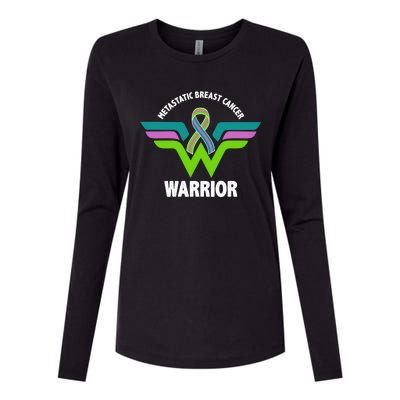 Metastatic Breast Cancer Warrior Ribbon Womens Cotton Relaxed Long Sleeve T-Shirt