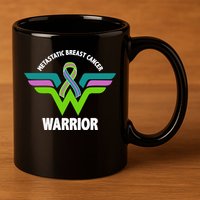 Metastatic Breast Cancer Warrior Ribbon 11oz C Handle Ceramic Mug