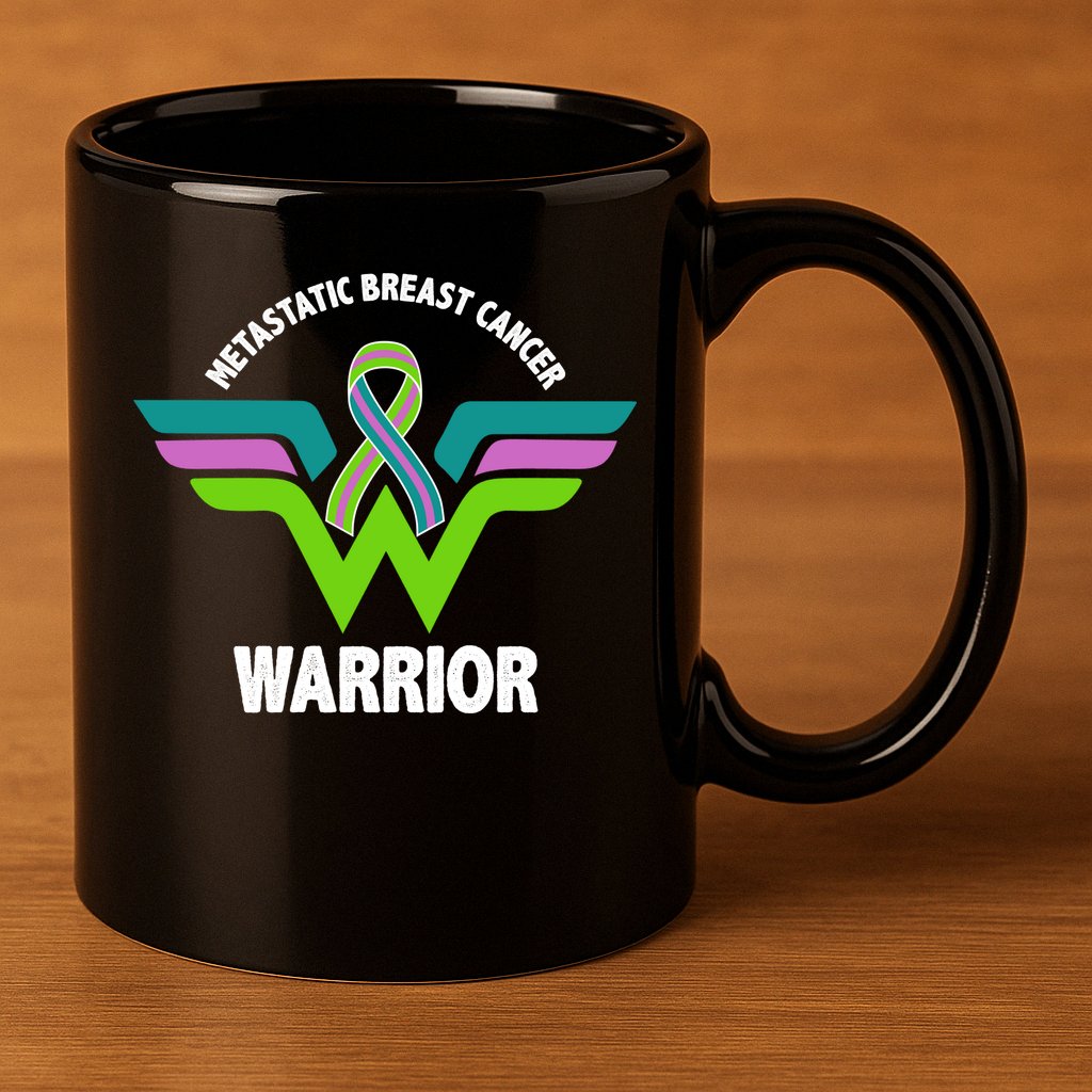 Metastatic Breast Cancer Warrior Ribbon 11oz C Handle Ceramic Mug