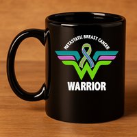 Metastatic Breast Cancer Warrior Ribbon 11oz C Handle Ceramic Mug