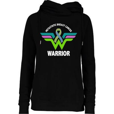 Metastatic Breast Cancer Warrior Ribbon Womens Funnel Neck Pullover Hood