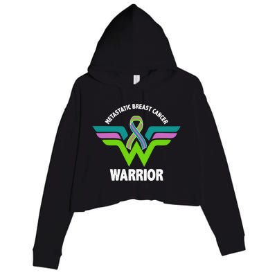 Metastatic Breast Cancer Warrior Ribbon Crop Fleece Hoodie