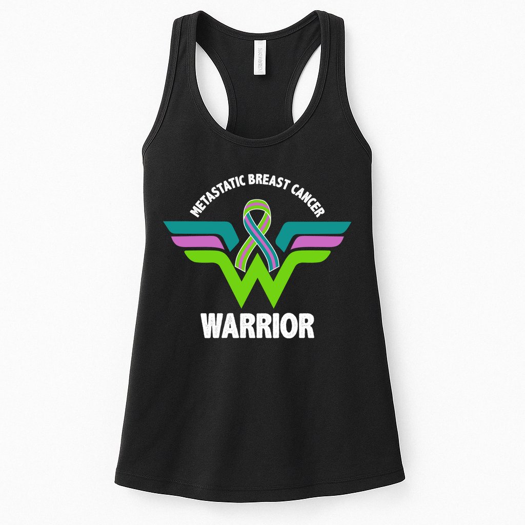 Metastatic Breast Cancer Warrior Ribbon Womens Tank Top