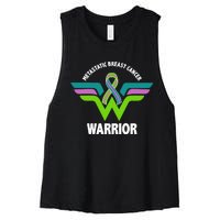 Metastatic Breast Cancer Warrior Ribbon Women's Racerback Cropped Tank