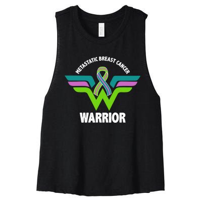 Metastatic Breast Cancer Warrior Ribbon Women's Racerback Cropped Tank