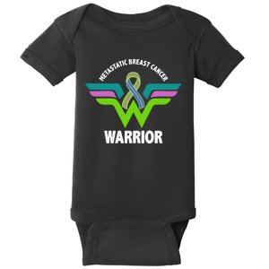 Metastatic Breast Cancer Warrior Ribbon Baby Bodysuit