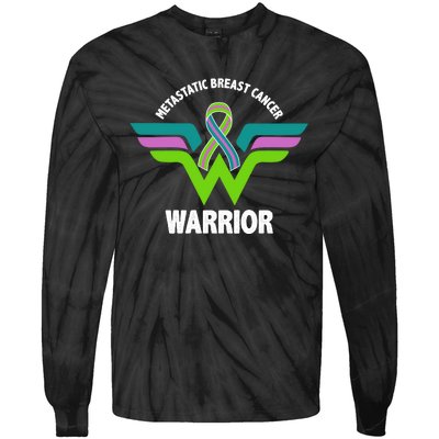 Metastatic Breast Cancer Warrior Ribbon Tie-Dye Long Sleeve Shirt