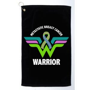 Metastatic Breast Cancer Warrior Ribbon Platinum Collection Golf Towel