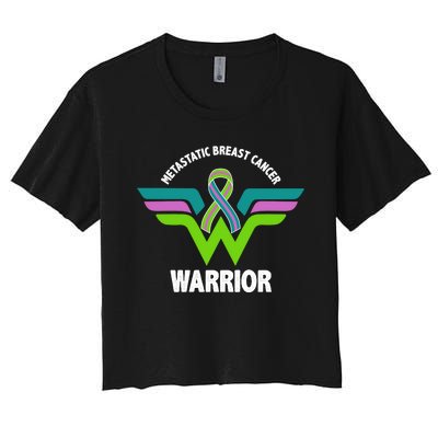 Metastatic Breast Cancer Warrior Ribbon Women's Crop Top Tee