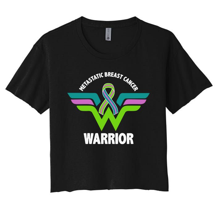 Metastatic Breast Cancer Warrior Ribbon Women's Crop Top Tee