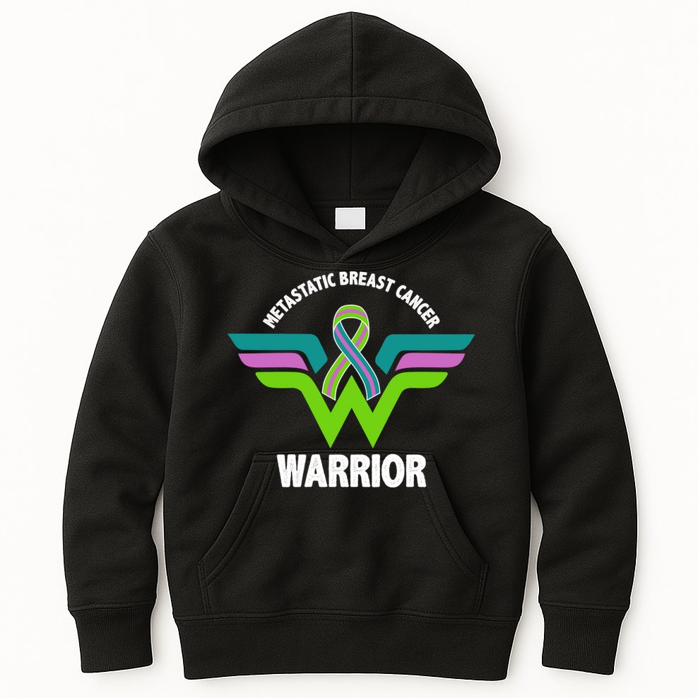Metastatic Breast Cancer Warrior Ribbon Kids Hoodie