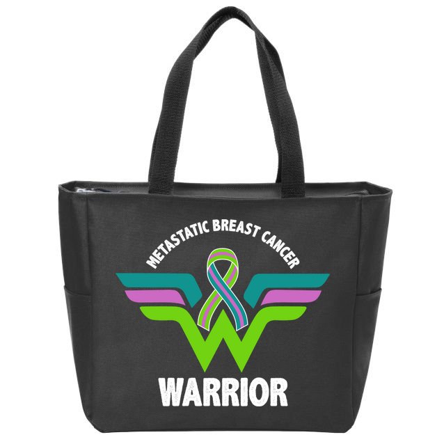 Metastatic Breast Cancer Warrior Ribbon Zip Tote Bag