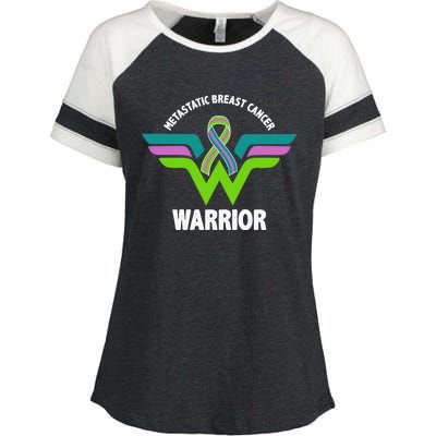 Metastatic Breast Cancer Warrior Ribbon Enza Ladies Jersey Colorblock Tee