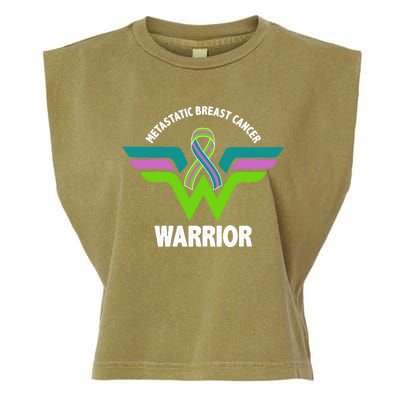 Metastatic Breast Cancer Warrior Ribbon Garment-Dyed Women's Muscle Tee