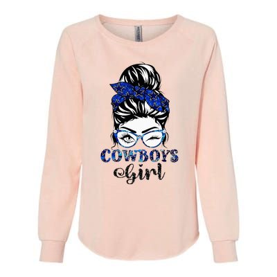 Messy Bun Cows Girl Sport Fan Womens California Wash Sweatshirt