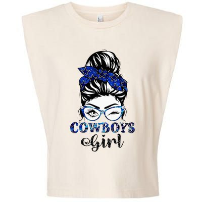 Messy Bun Cows Girl Sport Fan Garment-Dyed Women's Muscle Tee