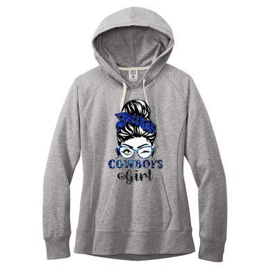 Messy Bun Cows Girl Sport Fan Women's Fleece Hoodie