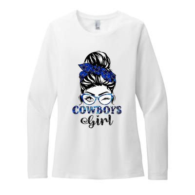 Messy Bun Cows Girl Sport Fan Womens CVC Long Sleeve Shirt