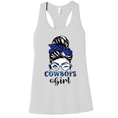 Messy Bun Cows Girl Sport Fan Women's Racerback Tank