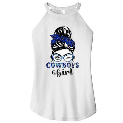 Messy Bun Cows Girl Sport Fan Women’s Perfect Tri Rocker Tank