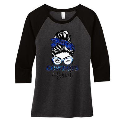 Messy Bun Cows Girl Sport Fan Women's Tri-Blend 3/4-Sleeve Raglan Shirt