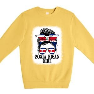 Messy Bun Costa Rica Flag Costa Rican S Gift Premium Crewneck Sweatshirt