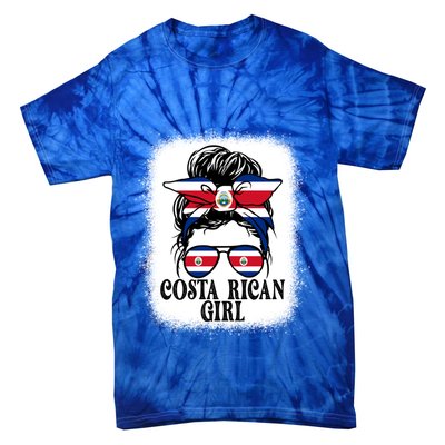 Messy Bun Costa Rica Flag Costa Rican S Gift Tie-Dye T-Shirt