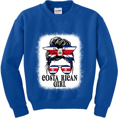 Messy Bun Costa Rica Flag Costa Rican S Gift Kids Sweatshirt