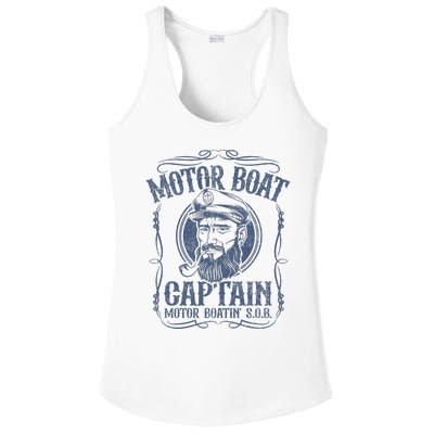 Motor Boat Captain Funny Pontoon Boating Motor Boatin Lake Ladies PosiCharge Competitor Racerback Tank