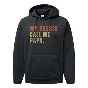 My Boss Calls Me Papa Family Daddy Father Performance Fleece Hoodie