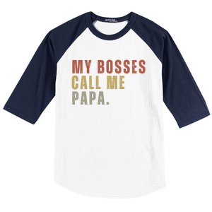 My Boss Calls Me Papa Family Daddy Father Baseball Sleeve Shirt