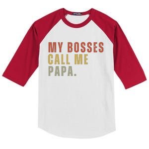 My Boss Calls Me Papa Family Daddy Father Kids Colorblock Raglan Jersey