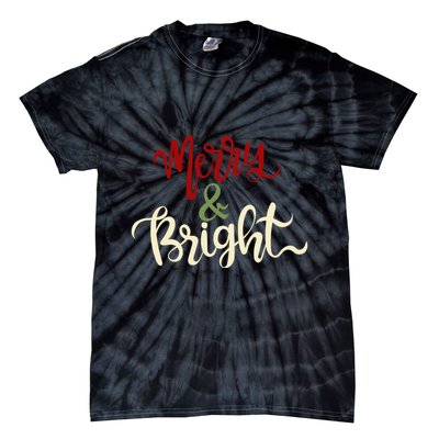 Merry & Bright Christmas Festive Holiday Spirit Tie-Dye T-Shirt