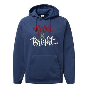 Merry & Bright Christmas Festive Holiday Spirit Performance Fleece Hoodie