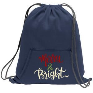 Merry & Bright Christmas Festive Holiday Spirit Sweatshirt Cinch Pack Bag