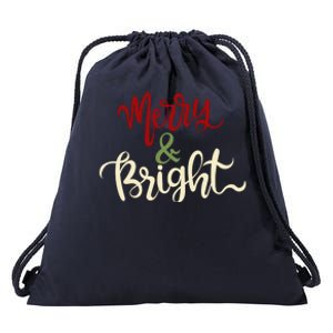 Merry & Bright Christmas Festive Holiday Spirit Drawstring Bag