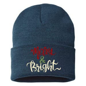 Merry & Bright Christmas Festive Holiday Spirit Sustainable Knit Beanie