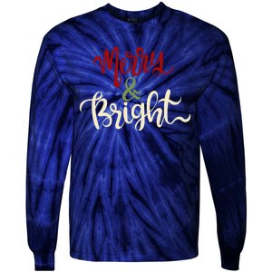 Merry & Bright Christmas Festive Holiday Spirit Tie-Dye Long Sleeve Shirt