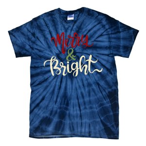 Merry & Bright Christmas Festive Holiday Spirit Tie-Dye T-Shirt