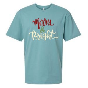 Merry & Bright Christmas Festive Holiday Spirit Sueded Cloud Jersey T-Shirt