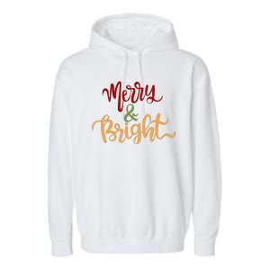 Merry & Bright Christmas Festive Holiday Spirit Garment-Dyed Fleece Hoodie