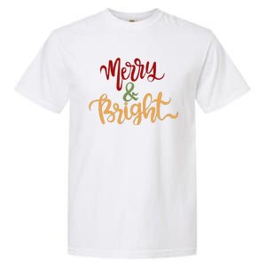 Merry & Bright Christmas Festive Holiday Spirit Garment-Dyed Heavyweight T-Shirt